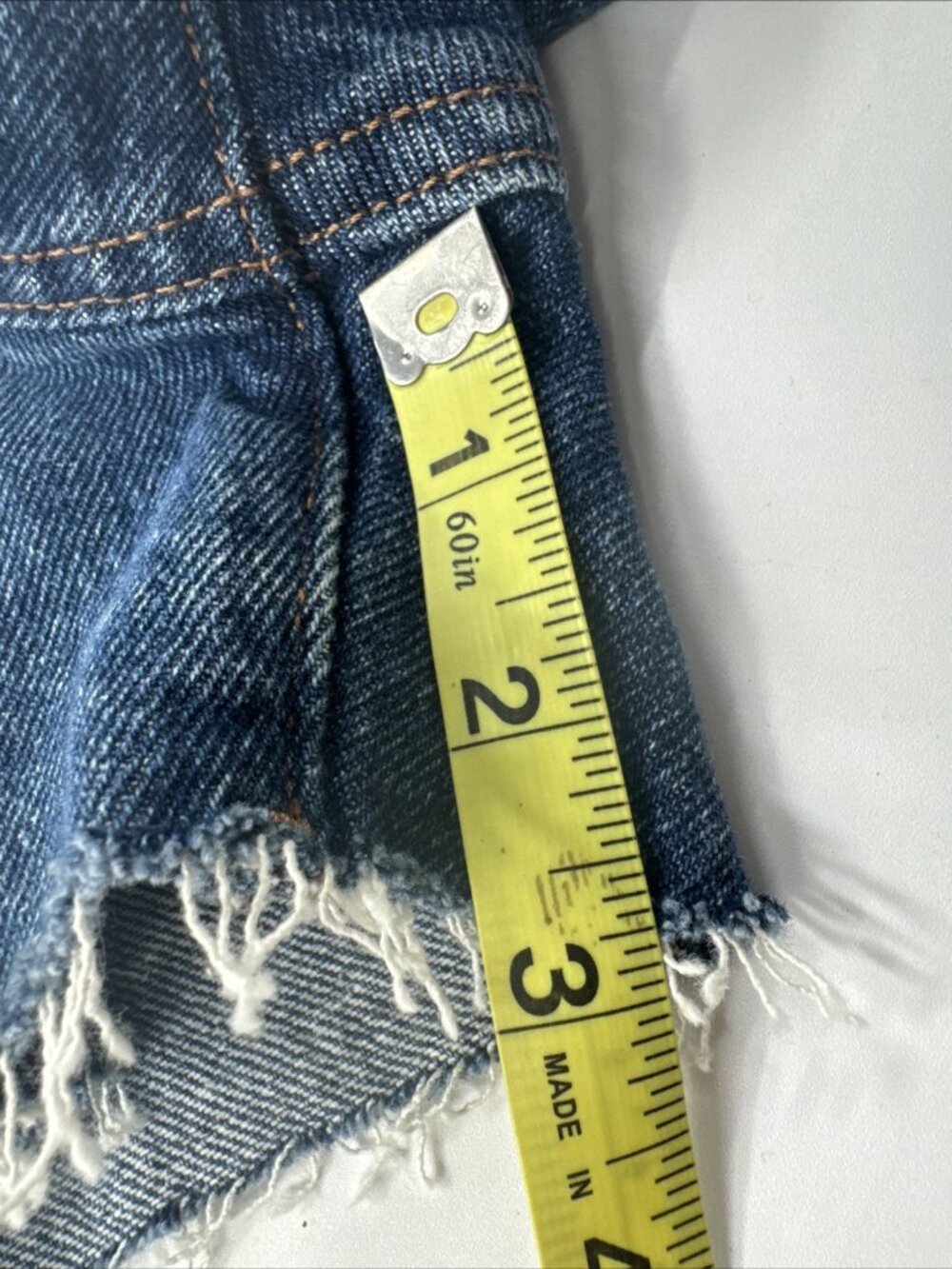 Zara Womens Denim Shorts 6 Blue Cuff Off Raw Hem High Waist Grunge Festival NEW - Picture 7 of 12